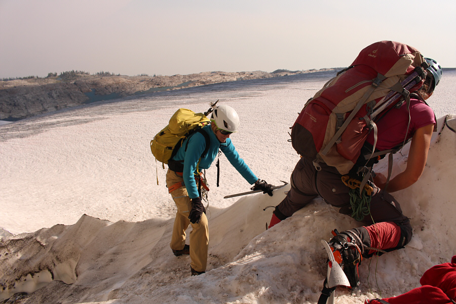 This spot is potentially dangerous if the snow in the moat collapses.