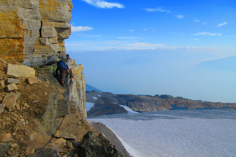 She's at probably the most awkward spot of the entire ledge.
