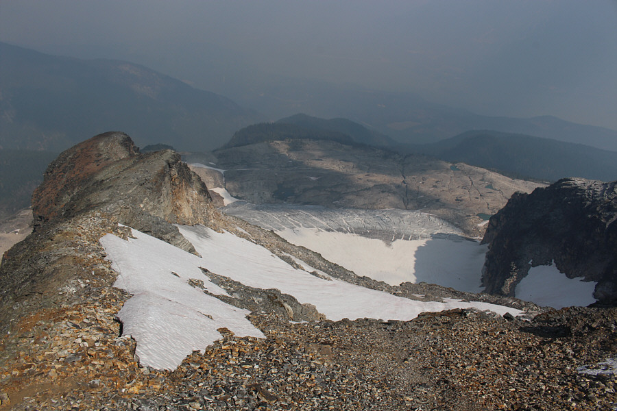 Revelstoke is unfortunately obscured by smoke.