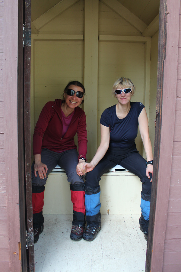 I'm not sure that the designers of this tandem pit toilet were thinking...