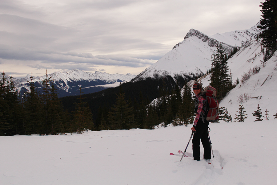 Daffern doesn't recommend continuing further since that would mean entering dangerous avalanche terrain.