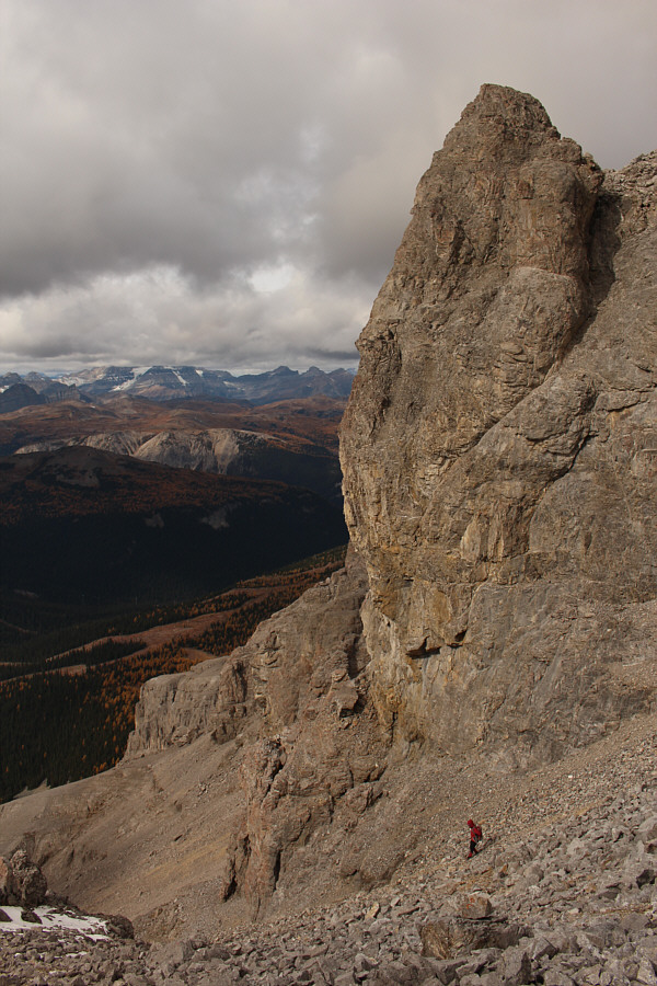 Not a place to dawdle as lots of loose rock funnel down here.