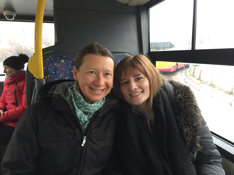 Who wouldn't want to ride a bus with these two pretty girls??