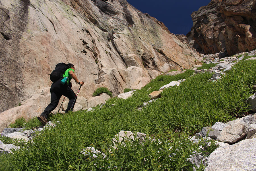 Stick to the stable rocks. The vegetation is dangerously slippery!