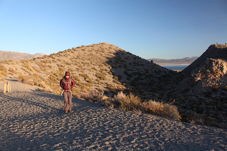 You know it's still cold out when Zosia is hiking in her down jacket!