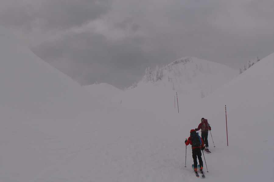 A couple of snowshoers turned around here because of the high wind.