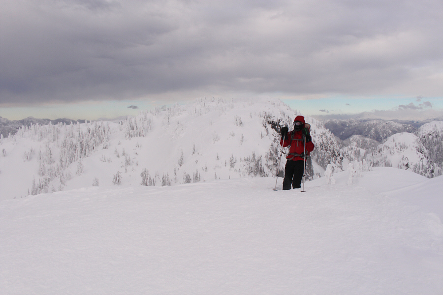 She didn't step any further for fear of getting blown right off the mountain!