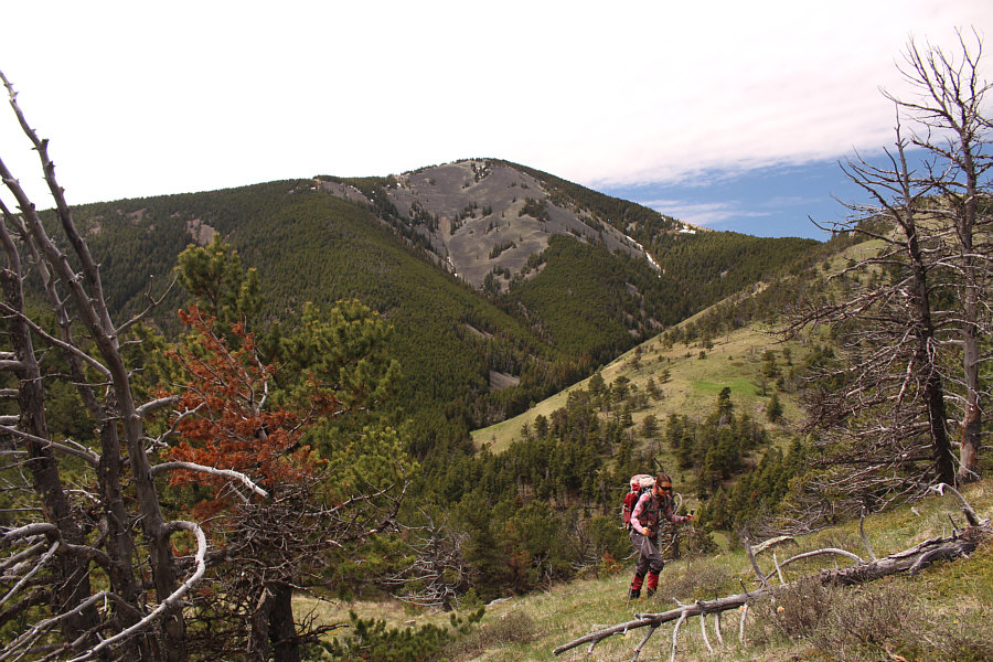 We would later climb up that grassy ridge to the right.