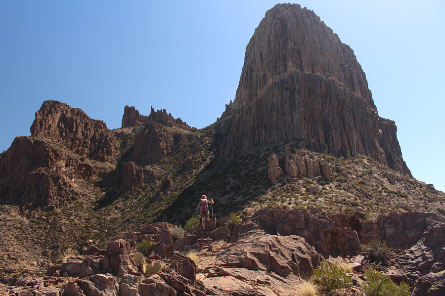 At least we'll be in the cool shade again when we traverse left below the cliffs!