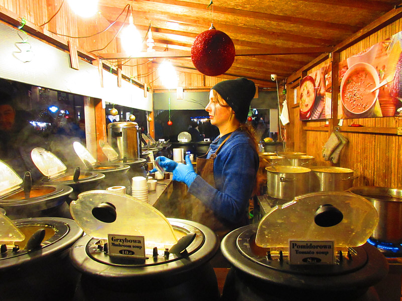 This girl looked quite worn out selling soup non-stop.