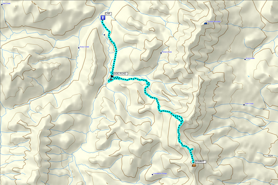 Of all the numerous parties that recently climbed this peak, ours was the only one that had zero views from the top. Doh!