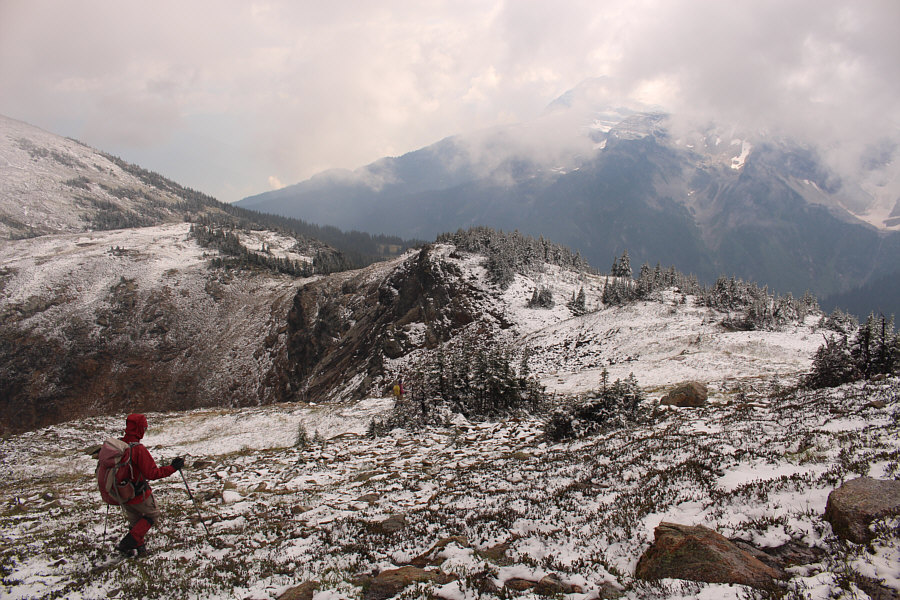 I slipped on some snowy grass while descending here.