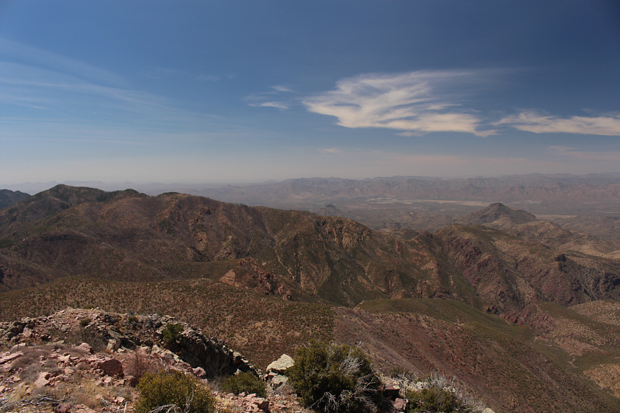 Although it's not visible in this photograph, we could see a gleaming white ball on top of Humboldt Mountain on the far side of the reservoir.