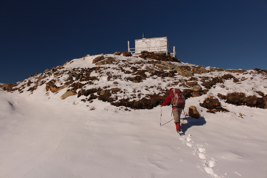 A well-earned summit (ie. we didn't drive up here with a jeep or snowmobile)!