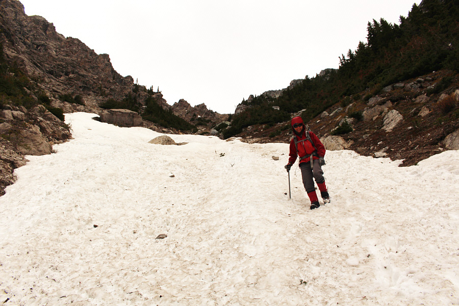 Not as fast as glissading but works just as well!