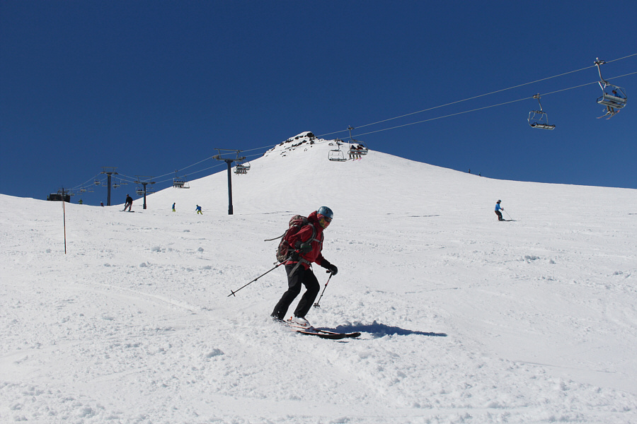 Not bad corn snow skiing.