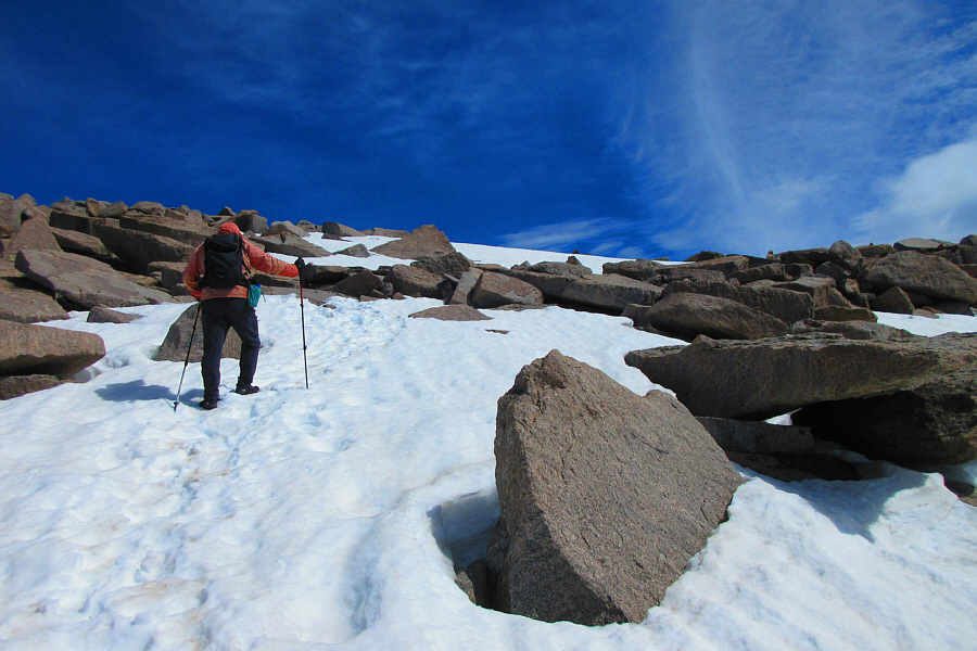 The snow patches were somewhat hit and miss for walking on this day.