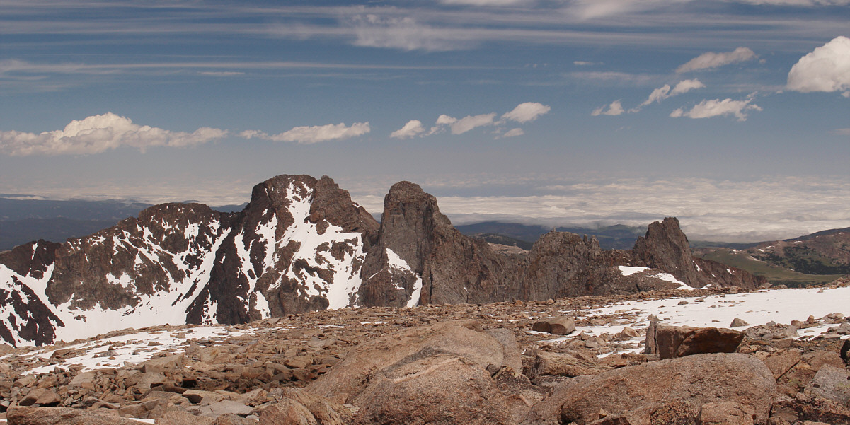 Cloud Peak and Black Tooth Mountain are the only Bighorn Mountains over 13,000 feet high.