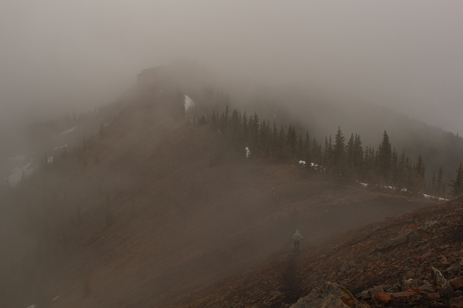 The odd perspective makes it look like everyone is ascending here!