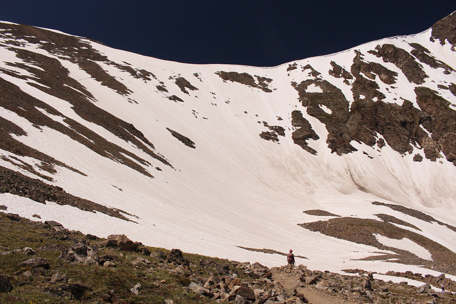 That could have been a glorious glissade had I brought my ice axe along!