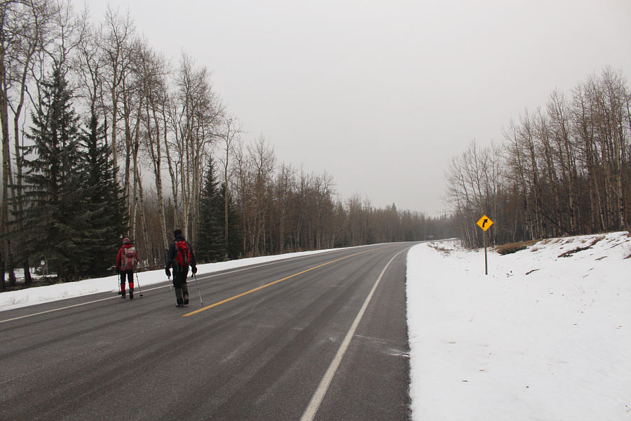 Although it looks dry, that pavement is icy!