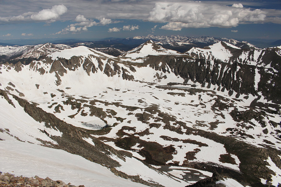 There are quite a few tarns in this photo, but they're hard to discern because of the snow.