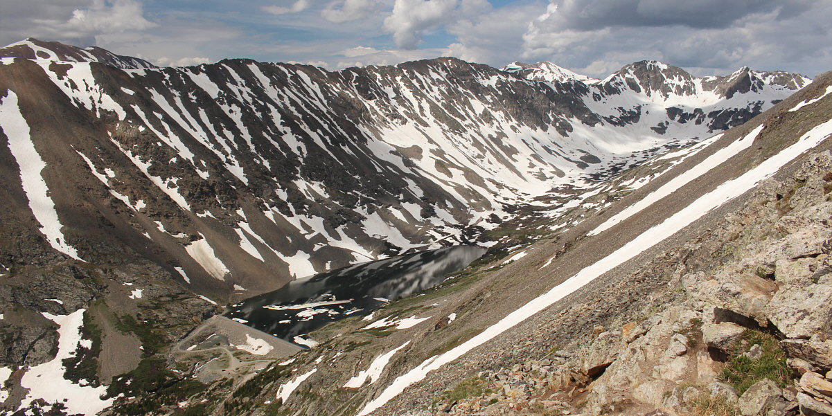 That would be an awesome ski down the slope at the right of the photo!