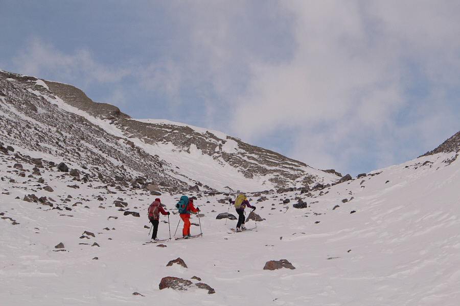 On our way back, it wasn't too bad skiing down the right side of the photograph.