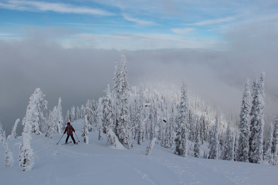 It's worth keeping the skins on for a few uphill sections on the way back.