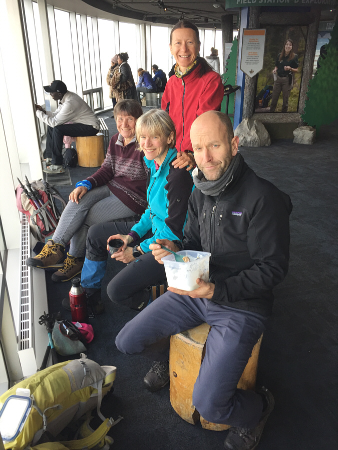 Chester actually loaded his pack with extra weight before hiking the Sulphur Mountain trail because it's more comfortable for his ailing back!