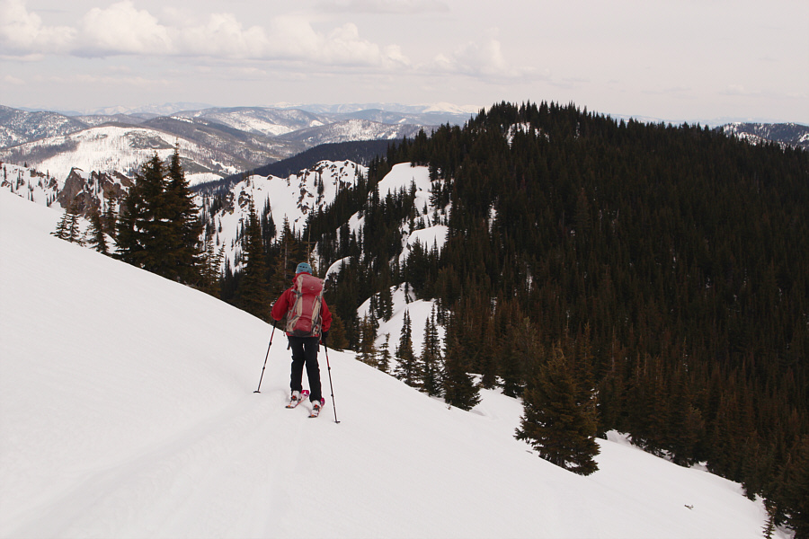 We still have our skins on in order to climb the annoying uphill bit coming up!