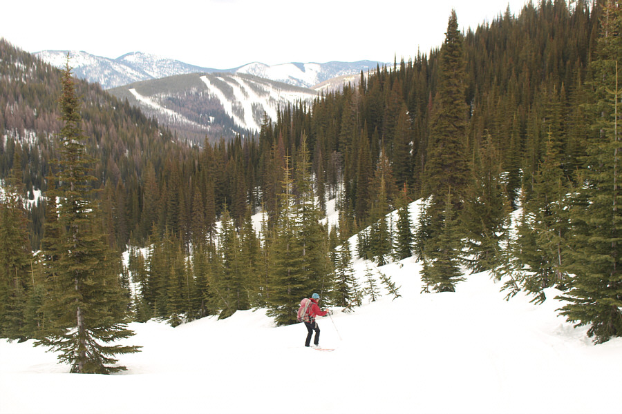 The ski out this valley is fun in some parts and tedious in others!