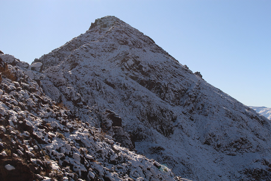 Too dicey for me without an ice axe and/or crampons.