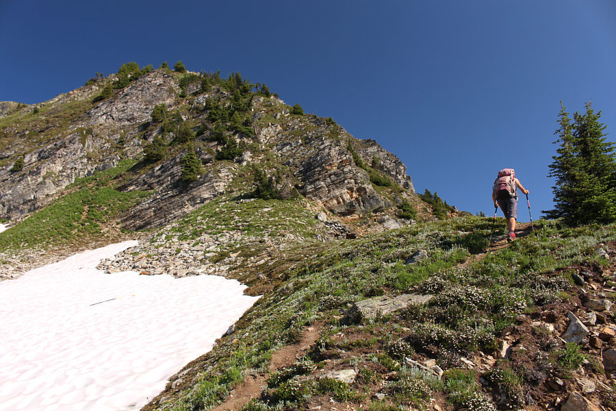 Look for a fixed climbing rope on the steepest part of the trail.