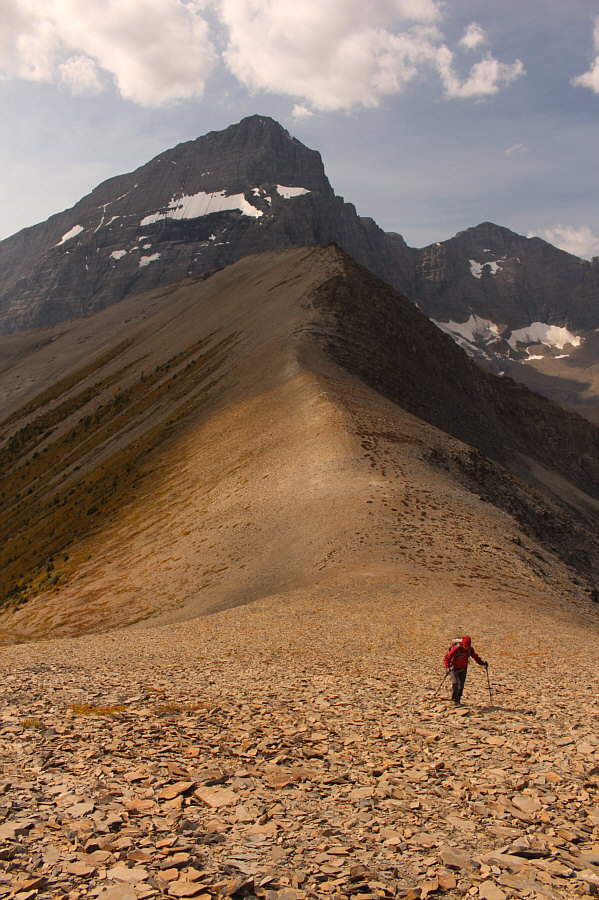 The scree is actually pretty good to climb up.