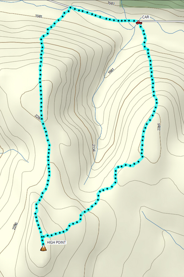 Short and simple...except for the moderate bushwhacking and post-holing!