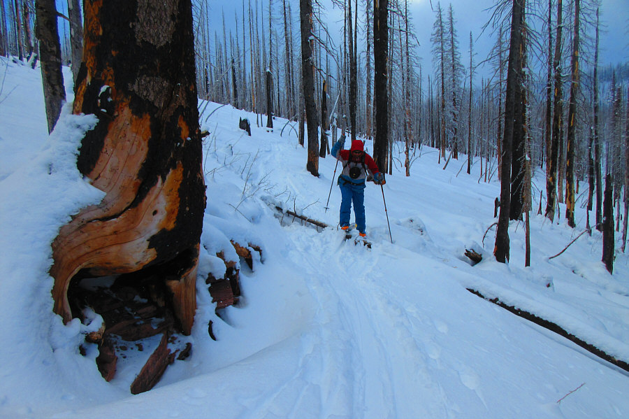 Still lotsa hazards hidden under the thin snow.