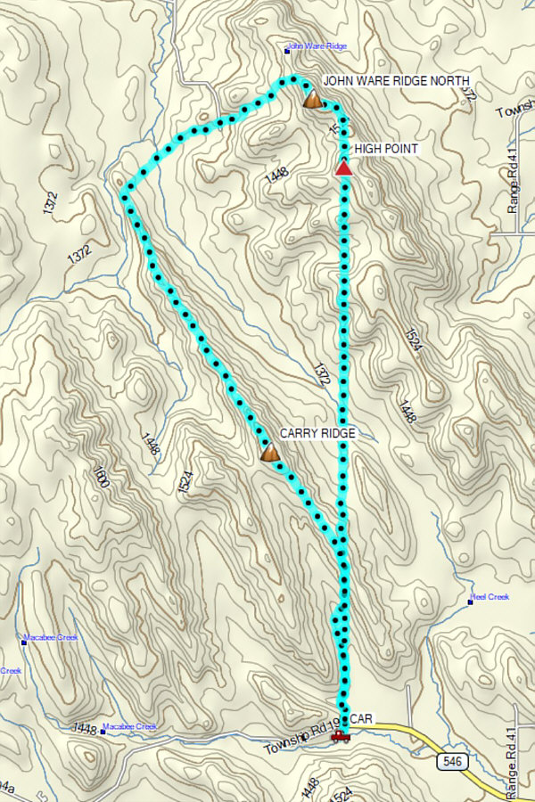 A very satisfying shoulder-season hike even without the true summit of John Ware Ridge.