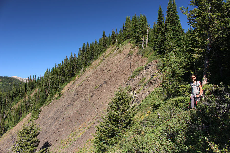 Ephraim Roberts grinded his way up onto the ridge somewhere around here.