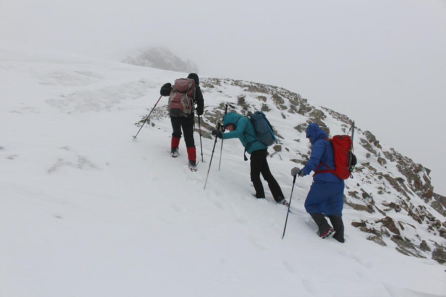 With all the snow, the ascent of Miners Peak was more like mountaineering.