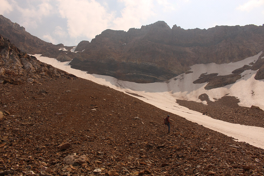 For some reason, we didn't consider keeping our crampons on to ascend the snow here.