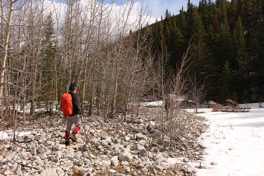 Boy, do ankle-breaking rocks ever feel nice after much post-holing!