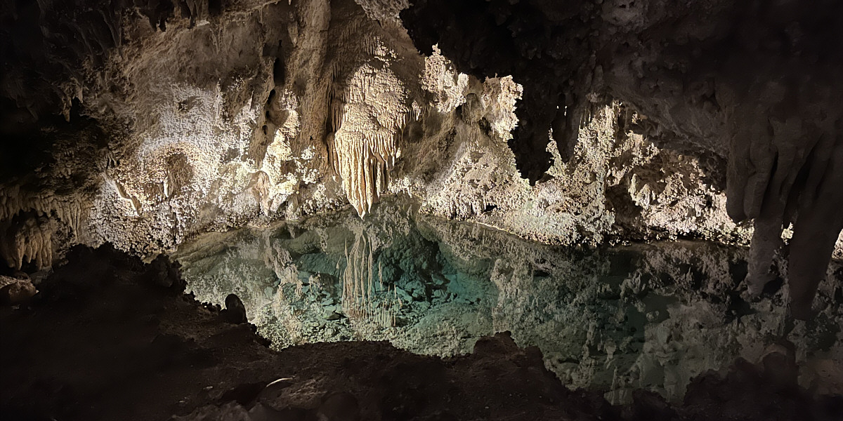 It wasn't mentioned on this tour, but I seem to recall from my first tour that the green colour may have come from copper pennies thrown into the pool by early visitors.