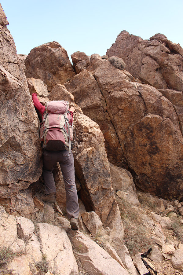 Not fun when it's already a long day...it's best to avoid this type of terrain on the ridge.