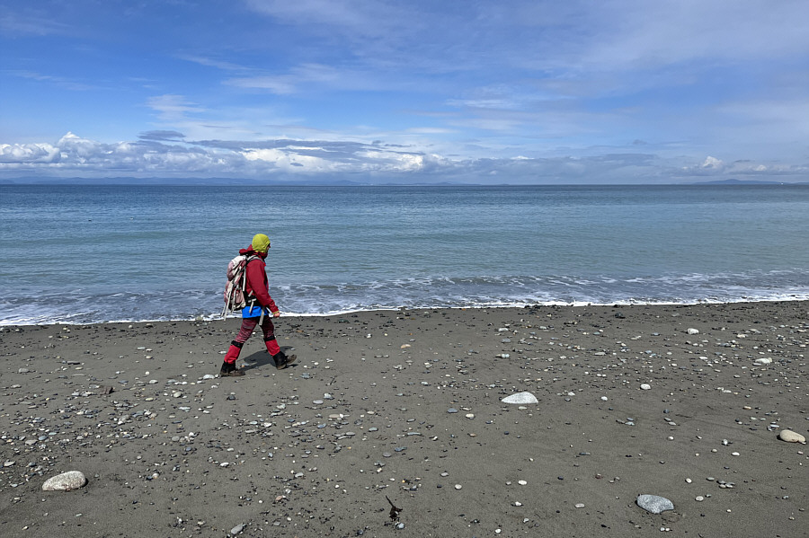 It's roughly 30 kilometres across the strait to Canadian soil from here.