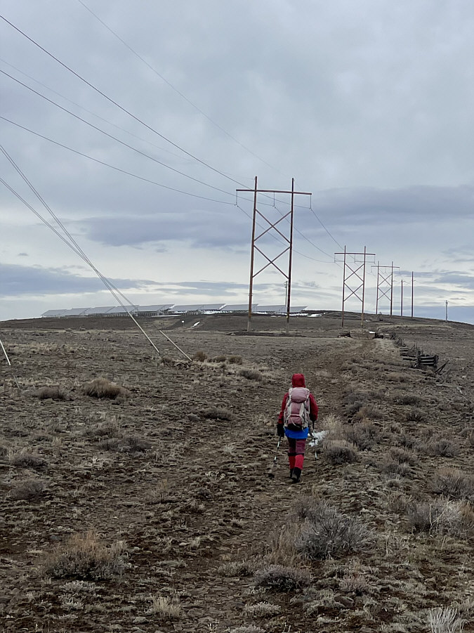 The ground along the double-track got progressively wetter as we approached the solar panels.