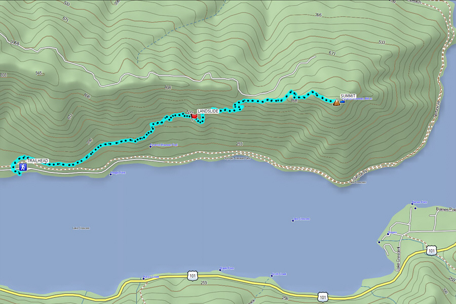 A nice early season conditioner, but the summit views are a bit disappointing.