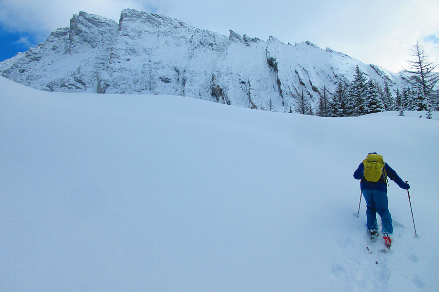 I was slipping a bit on the icy crust underneath the powder.