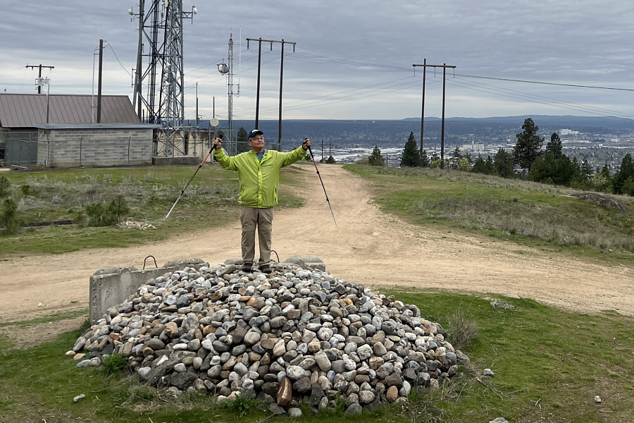 Instead of piling rocks, they could've just put up a sign on the concrete block!