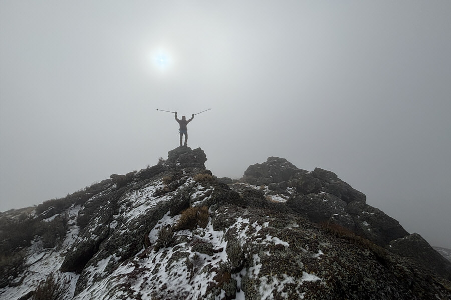 Hard to keep your balance on the high point  in this wind!